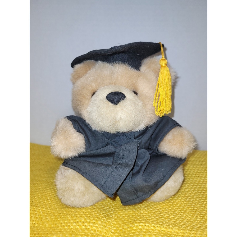 Graduation Teddy Bear In Black Cap & Gown ~ Carlmax Co ~ Great Gift Idea ~ EUC